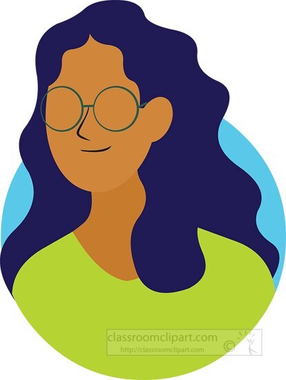 woman with glasses and long hair clip art
