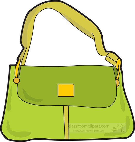 womans green travel bag clipart
