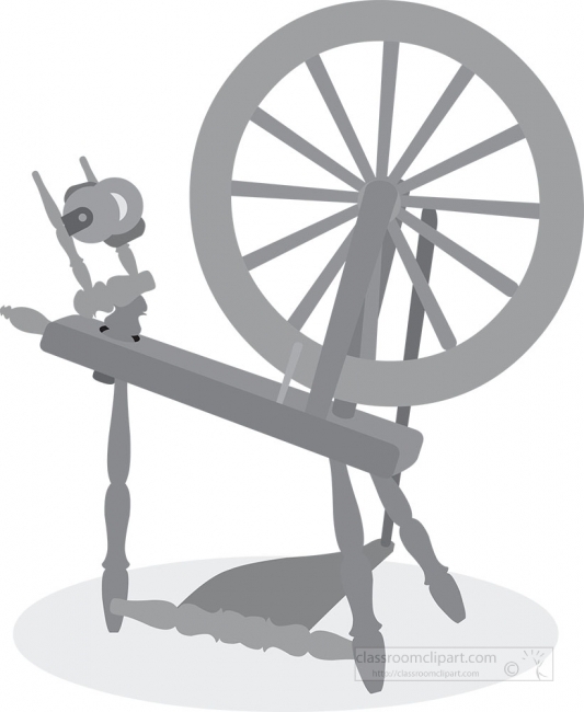 wooden spinning wheel gray color clipart