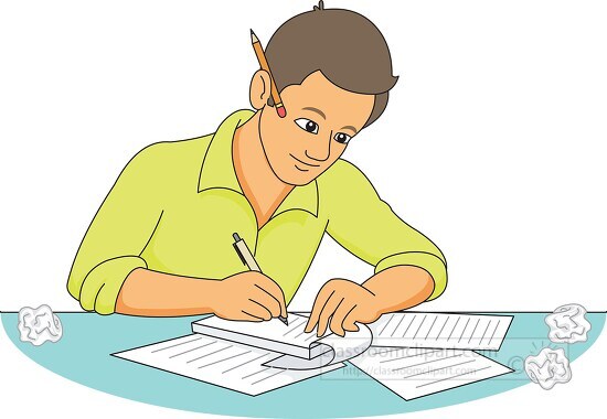 writer with crumpled paper clipart