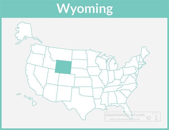 wyoming map square color outline clipart