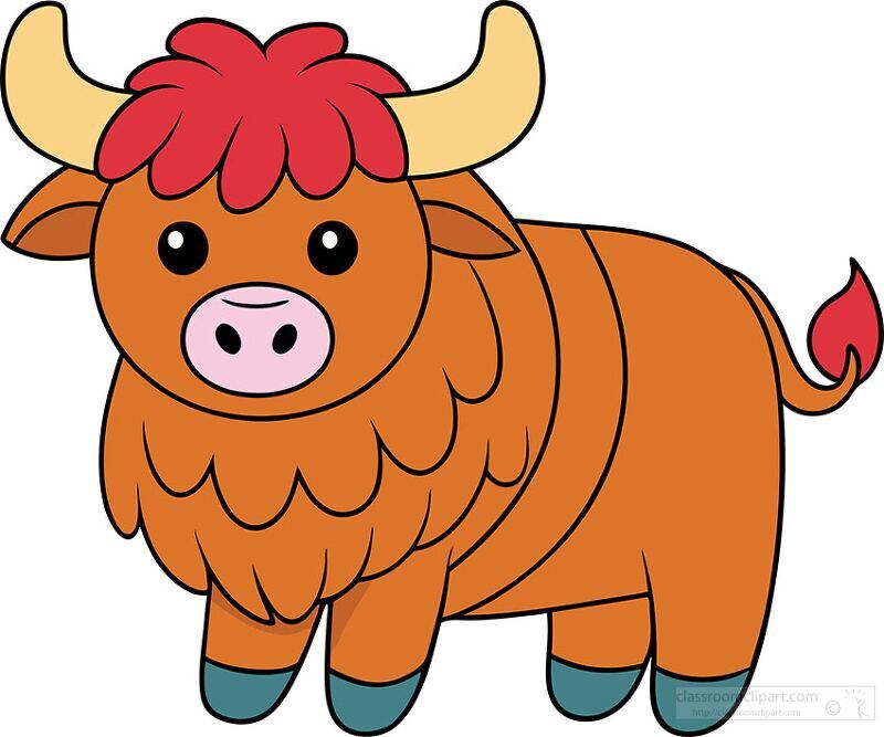 yak with red hair and large horns