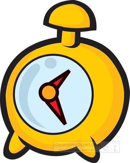 yellow alarm clock cartoon style clipart