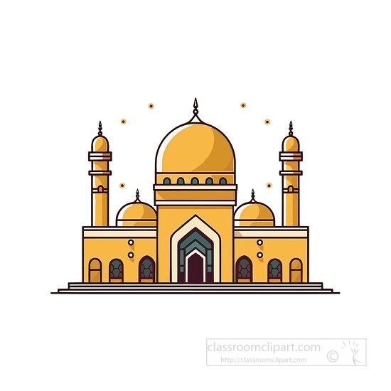 yellow mosque with a dome and a dome clip art