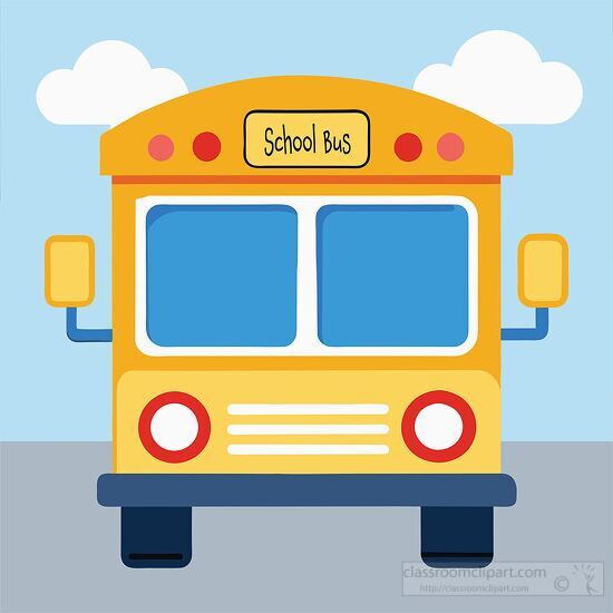 yellow school bus with blue windows with school bus lettering