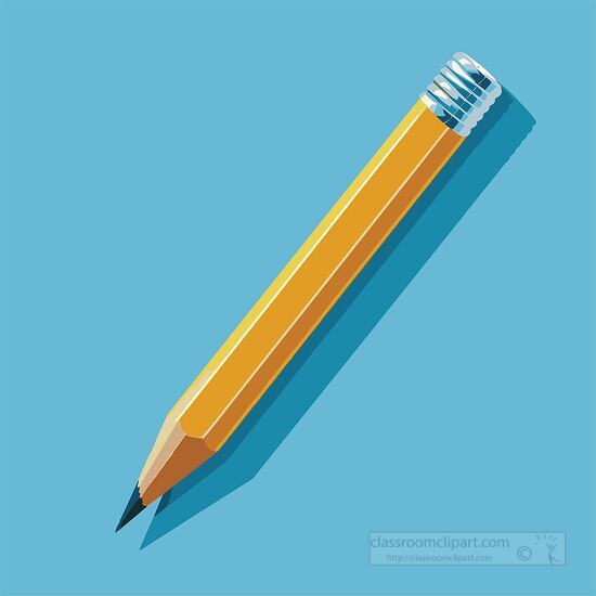 yellow school pencil on a blue background clipart