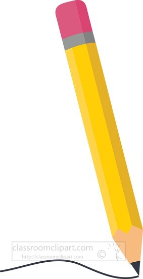 yellow school pencil with eraser clipart