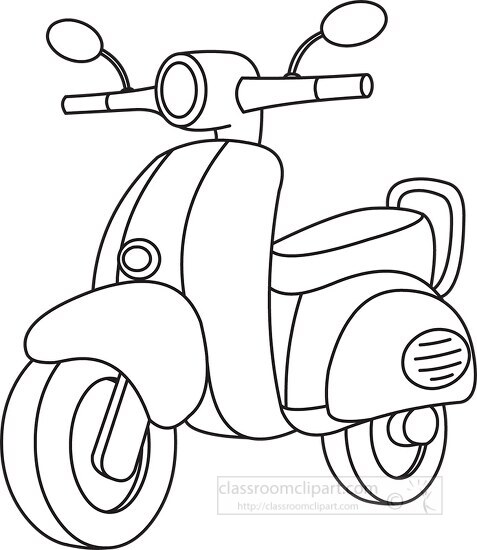 yellow scooter clipart 205 outline bw