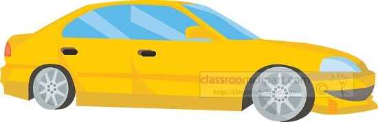 yellow side view four door sedan clipart
