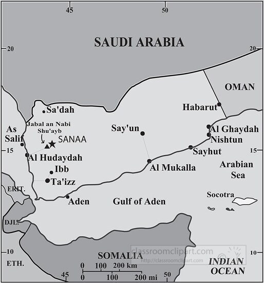 Yemen country map gray color