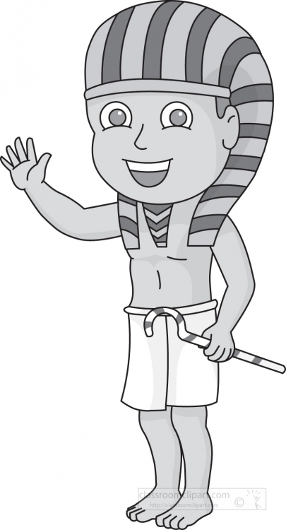 young ancient egyptian boy cartoon gray color clipart