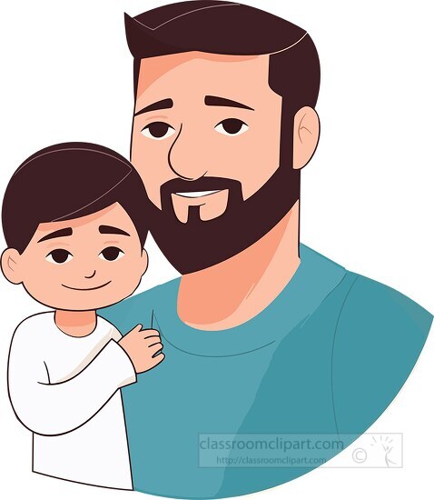 young boy in his fathers arm clip art
