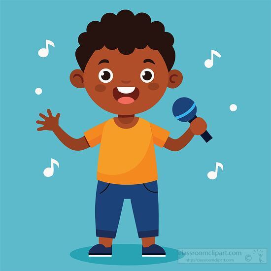 young boy singinng with simple musical elements