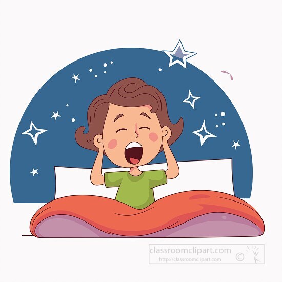 young child sleeping soundly with stars in the background
