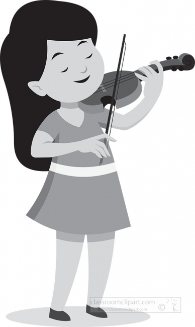 young female musician playing musical instrument violin gray col