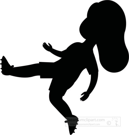 young girl soccer player kicks a ball silhouette