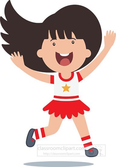 young happy cheerleader jumping in the air