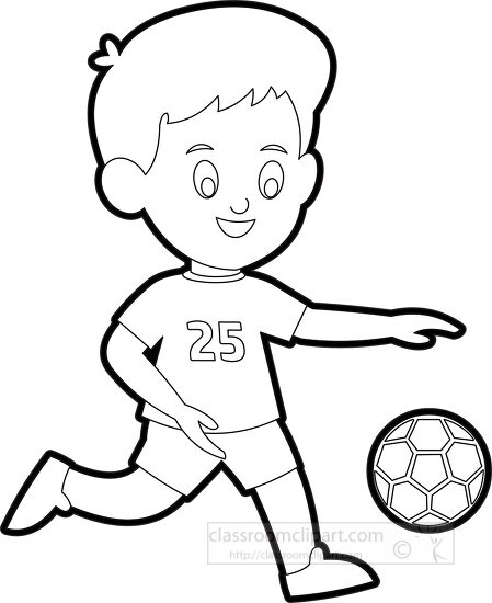young soccer player kicks ball with his skill printable cutout