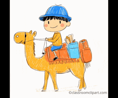 boy riding camel animated gif