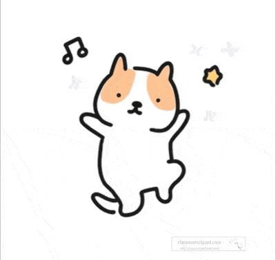 cute dancing dog with music notes animated