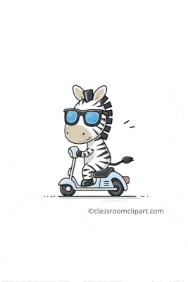 zebra riding scooter animated gif