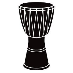  Djembe Drum Silhouette on White Background