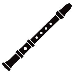  Flute Silhouette on White Background