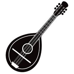  Mandolin Silhouette on White Background