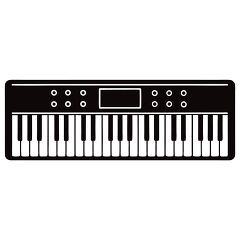  Synthesizer Silhouette on White Background