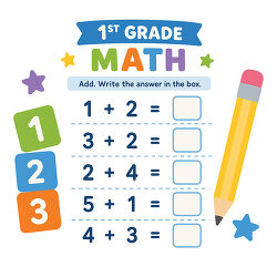 1st Grade Math Addition Worksheet With Pencil