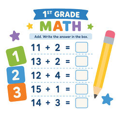 1st Grade Math Addition Worksheet With Pencil