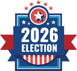 2026 election badge patriotic ribbon stars campaign design