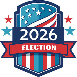 2026 election emblem patriotic stars and ribbon badge