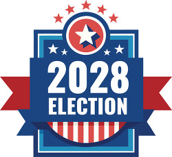 2028 election badge patriotic ribbon stars campaign design
