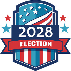 2028 election emblem patriotic stars and ribbon badge