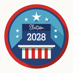 2028 election round badge stars stripes patriotic illustration