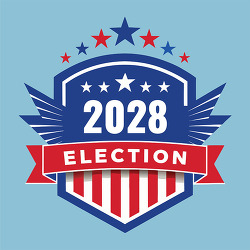 2028 election shield badge stars and stripes design