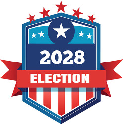 2028 patriotic election badge stars stripes campaign illustration