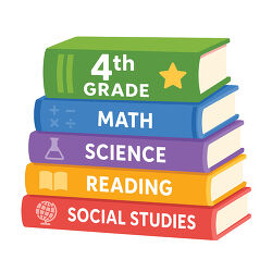 4th Grade Subject Books Stack