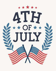 4th of july crossed flags with laurels