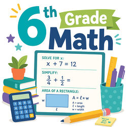 6th Grade Math Board With School Supplies