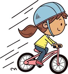 a cute animated girl with a brown ponytail riding bike