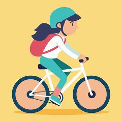 a girl riding bicycle the wearing helmet