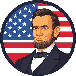 Abraham Lincoln portrait with american flag background
