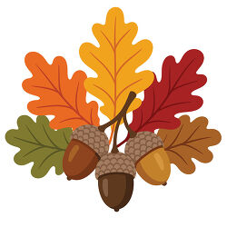 Acorns With Colorful Oak Leaves