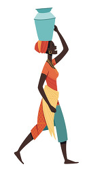 African woman carrying water jug illustration