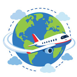 Airplane Flying Around Globe