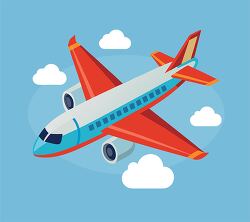 airplane flying in blue sky with clouds