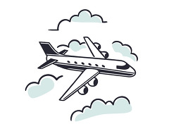 Airplane Flying In Clouds Illustration