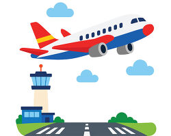 Airplane Flying Over Airport Control Tower